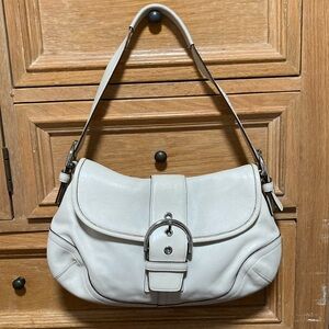 Coach white medium leather bag